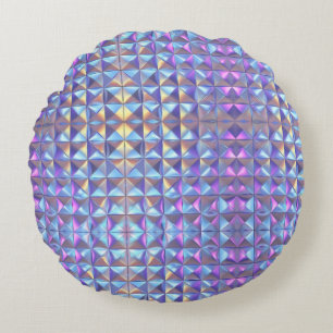 Goud, Blauw en Paarse Iridiserende Geometrische 2 Rond Kussen