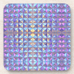 Goud, blauw en Paarse iriserende geometrische 2 Bier Onderzetter