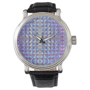 Goud, blauw en Paarse iriserende geometrische 2 Horloge