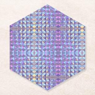 Goud, blauw en Paarse iriserende geometrische 2 Kartonnen Onderzetters
