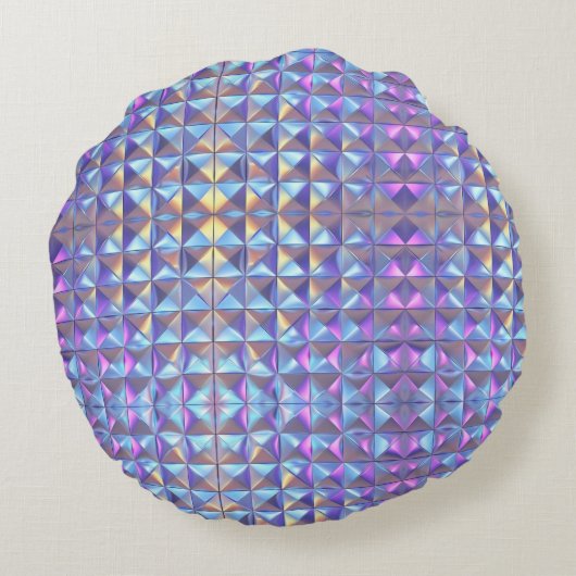 Goud, blauw en Paarse iriserende geometrische 2 Rond Kussen (Achterkant)