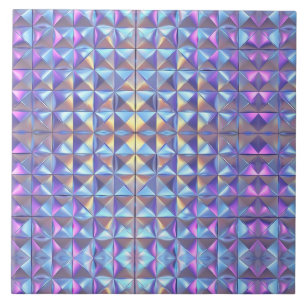 Goud, blauw en Paarse iriserende geometrische 2 Tegeltje