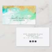 Goud Blauw Groen Moderne Waterverf Visitekaartje (Voorkant / Achterkant)