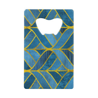 Goud Blauw Grunge Patroon Kredietkaart Flessenopener