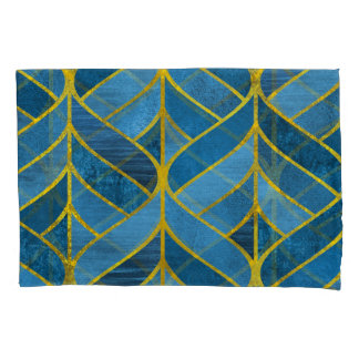 Goud Blauw Grunge Patroon Kussensloop