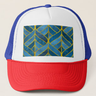 Goud Blauw Grunge Patroon Trucker Pet