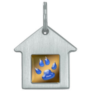 Goud Blauw Kat Huisdieren Naamplaatje