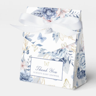 Goud & Blauw Kleine Vlinders Jongen Baby shower Bedankdoosjes