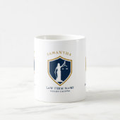 Goud Blauw Lady Justice Logo Aangepaste tekst Koffiemok (Center)
