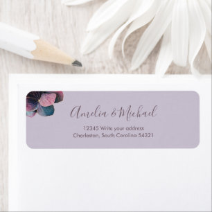 Goud Blauw Lavendel Paarse Hortensia Huwelijkscade Etiket