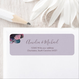 Goud Blauw Lavendel Paarse Hortensia Huwelijkscade Etiket