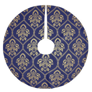 Goud & Blauw: Luxe Damask Kerstboom Rok