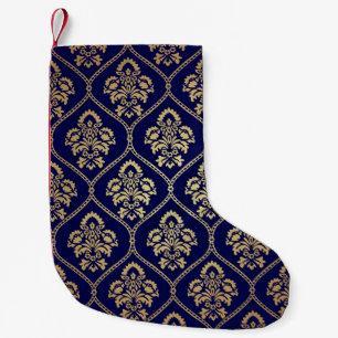 Goud & Blauw: Luxe Damask Kleine Kerstsok