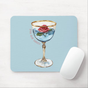 Goud Blauw Rode Roos Bloem Glas Drank Muismat