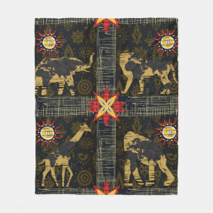Goud Blauw Rood Safari Wereldkaart Afrikaanse Dier Fleece Deken