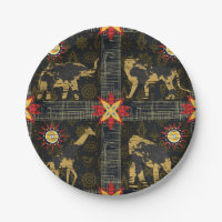 Goud Blauw Rood Safari Wereldkaart Afrikaanse Dier