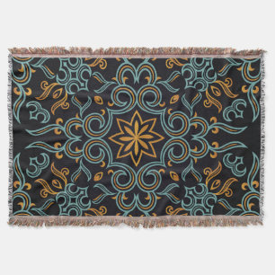 Goud & Blauw: Sierlijke Vintage Deken