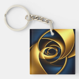 goud blauw spiraal abstract wervelingspatroon luxe sleutelhanger