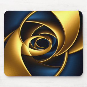 goud blauw spiraal abstract wervelpatroon luxe ge muismat