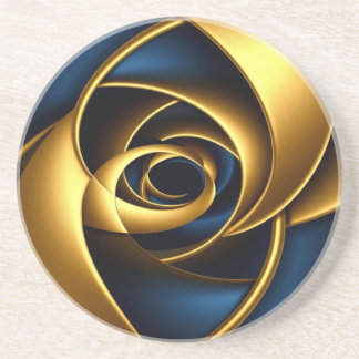 goud blauw spiraal abstract wervelpatroon luxe ge zandsteen onderzetter