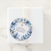 Goud & Blauw Waterverf Bloemen Doop Dank u Bedankjes Labels (In situ)