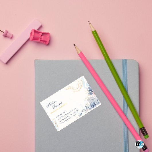 Goud & Blauw Wedding Planner Visitekaartje