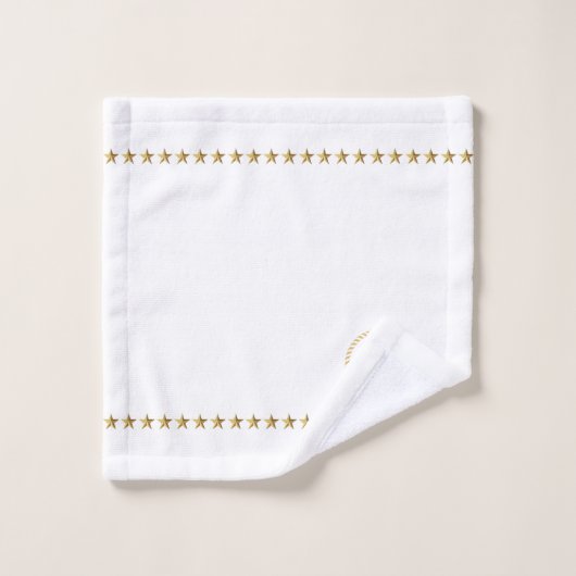 Goud Blauw Wit Nautische Boot Wiel Knoop Monogram Bad Handdoek (Wasdoekje)