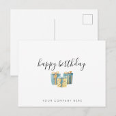 Goud Blauw Zakelijke Verjaardag Medewerker  Briefkaart (Voorkant / Achterkant)