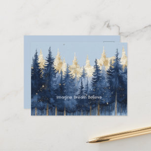 Goud Blauwe Bomen Stel Je Voor Droom Geloof Briefkaart