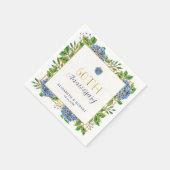 Goud Blauwe Hortensia 60ste Trouwdag Jubileum Servet (Hoek)
