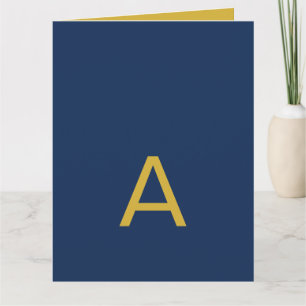 Goud & Blauwe Kleur Monogram Professionele Initiaa Kaart
