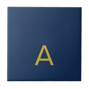 Goud & Blauwe Kleur Monogram Professionele Initiaa Tegeltje