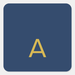 Goud & Blauwe Kleur Monogram Professionele Initiaa Vierkante Sticker