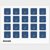 Goud & Blauwe Kleur Monogram Professionele Initiaa Vierkante Sticker (Vel)