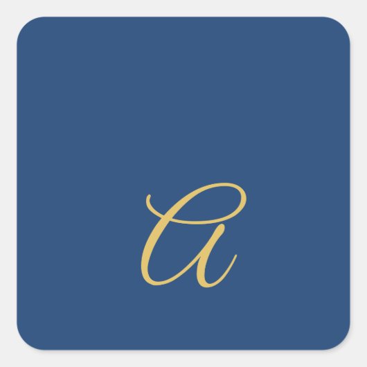 Goud & Blauwe Kleur Monogram Professionele Initiaa Vierkante Sticker (Voorkant)