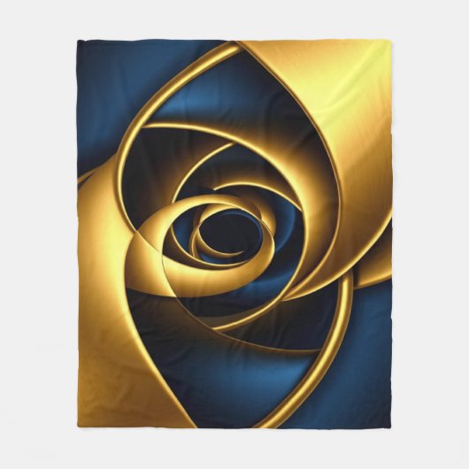 goud blauwe spiraal abstract wervelpatroon luxe ge fleece deken (Voorkant)