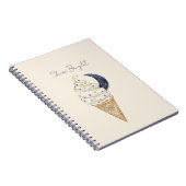 Goud Blauwe Sterren Maan Ijsje  Notitieboek (Rechterzijde)