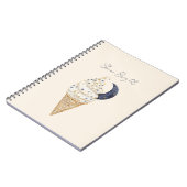 Goud Blauwe Sterren Maan Ijsje  Notitieboek (Linkerzijde)