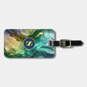 Goud, Blauwgroen en donkergrijs vloeibare inkt, DI Bagagelabel (Voorkant horizontaal)