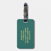 Goud, Blauwgroen en donkergrijs vloeibare inkt, DI Bagagelabel (Achterkant verticaal)