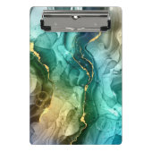 Goud, Blauwgroen en donkergrijs vloeibare inkt Mini Klembord (Voorkant)