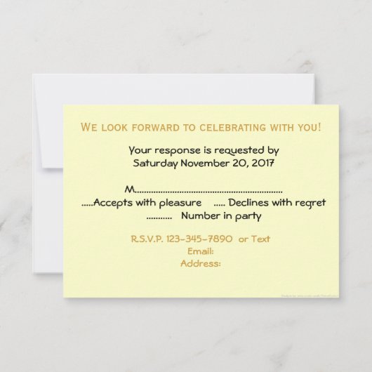 Goud blauwhelm RSVP Kaart (Achterkant)