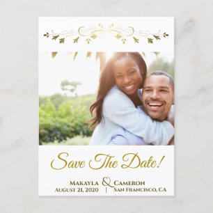  Goud Bloei Bruiloft Save the Date Foto Aankondigingskaart