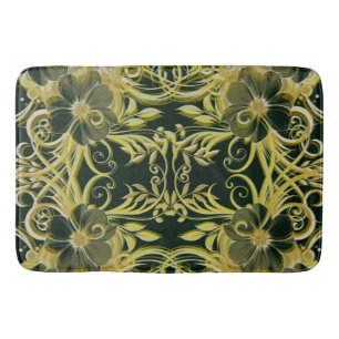 goud, bloem, fantasie, elegant, patroon, subtiel, badmat