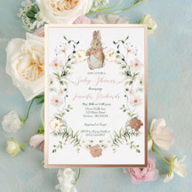 Goud Bloemen Baby Bunny Baby shower
