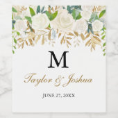Goud Bloemen Blad Monogram Bruiloft Wijn Label Etiket (Enkel label)