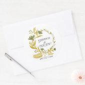 Goud Bloemen bruidegom & bruid Dank u Ronde Sticker (Envelop)