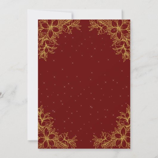 Goud Bloemen Bruiloft Bedankkaart (Achterkant)