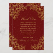 Goud Bloemen Bruiloft Bedankkaart (Voorkant / Achterkant)