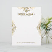 Goud Bloemen  Kant Geometrisch Ontwerp Briefhoofd Ontwerp (Staand voorkant)